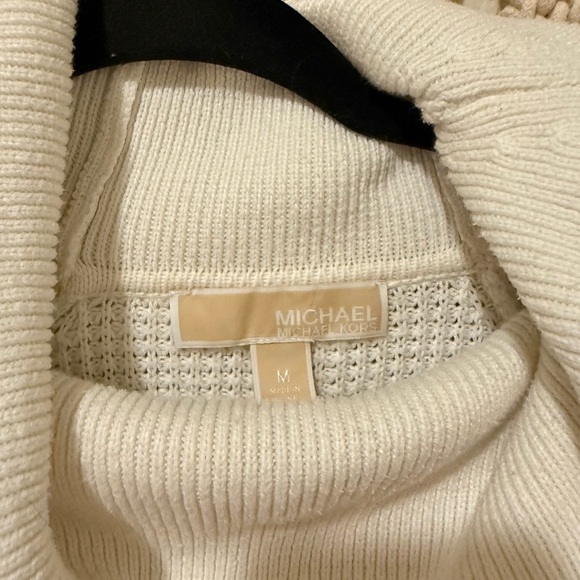 Michael Kors Women’s Waffle Knit Sweater M – Cream Cowl Neck Chic Pullover - Picture 2 of 2
